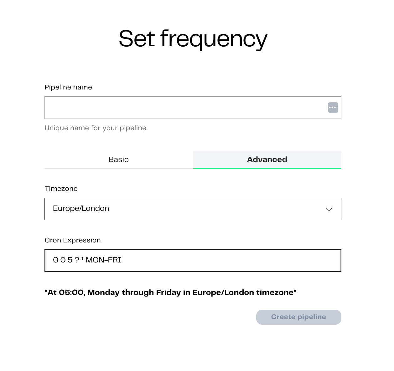 Set frequency advanced mode
